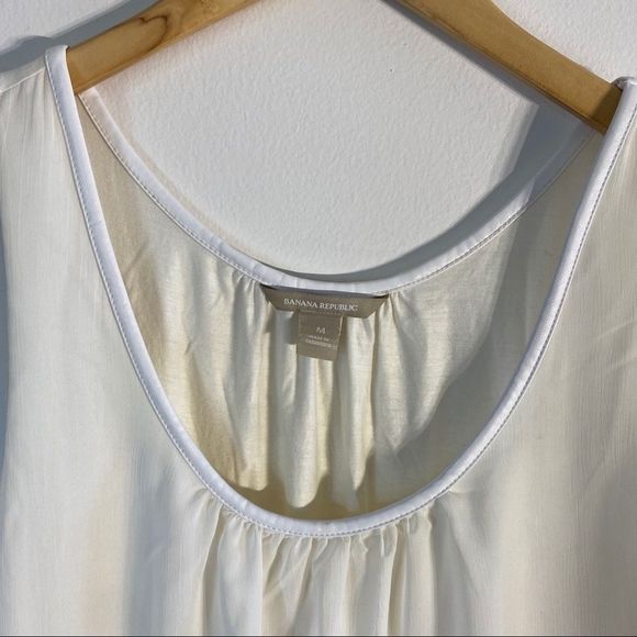 Banana Republic Tank Top with Leather Trim Detail, Cream, M (y98) - Picture 3 of 7